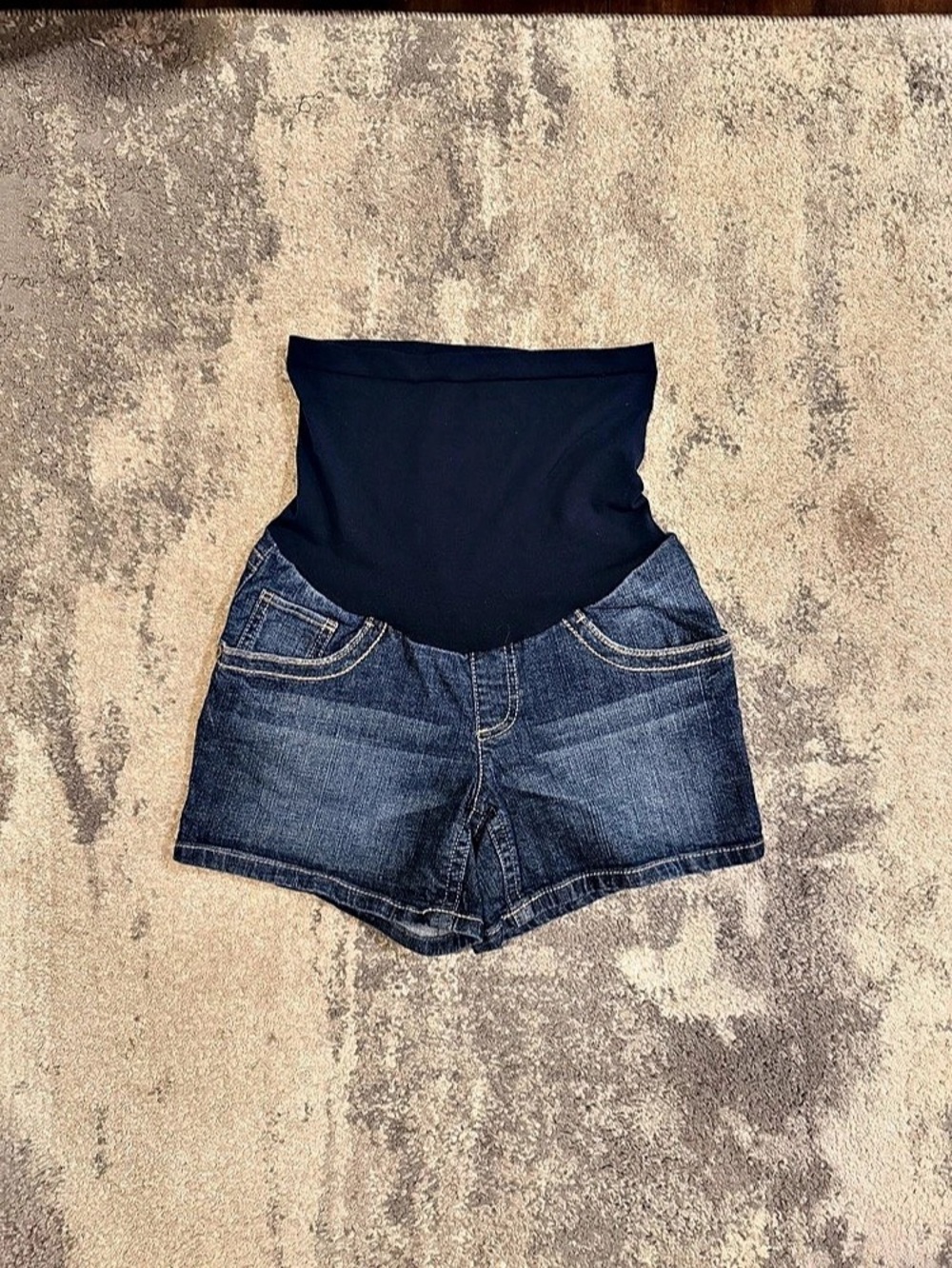 Indigo Blue Maternity Petite Denim Shorts